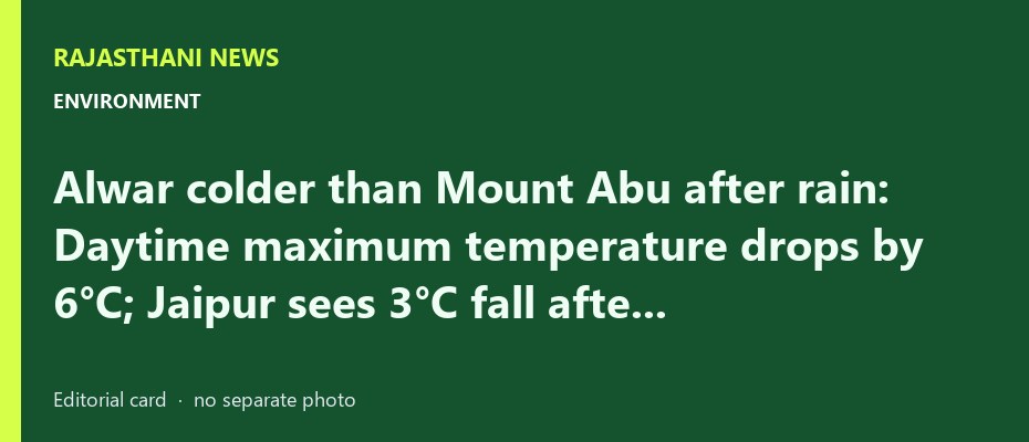 Alwar colder than Mount Abu after rain: Daytime maximum temperature drops by 6°C; Jaipur sees 3°C fall afte...